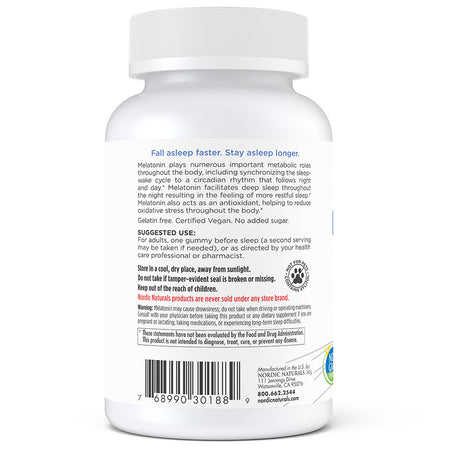 Zero Sugar Melatonin 60 Gummies Nordic Naturals - Nutrigeek