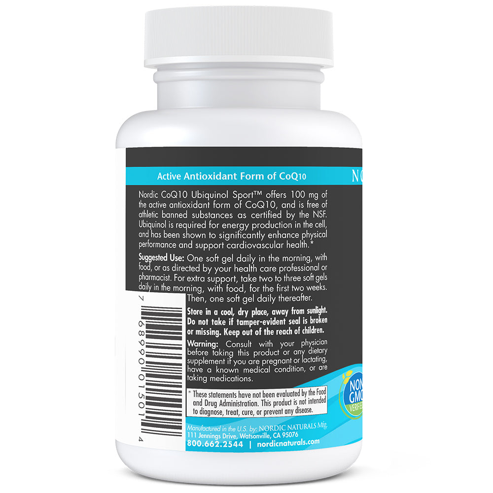 Nordic CoQ10 Ubiquinol Sport 60 Softgels Nordic Naturals - Nutrigeek