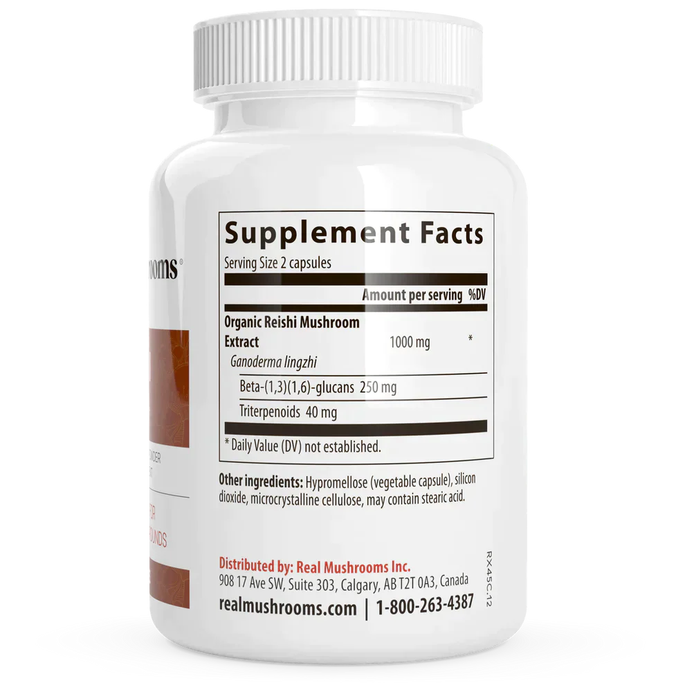 Reishi Mushroom Organic  Capsules Real Mushrooms - Premium Vitamins & Supplements from Real Mushrooms - Just $34.95! Shop now at Nutrigeek