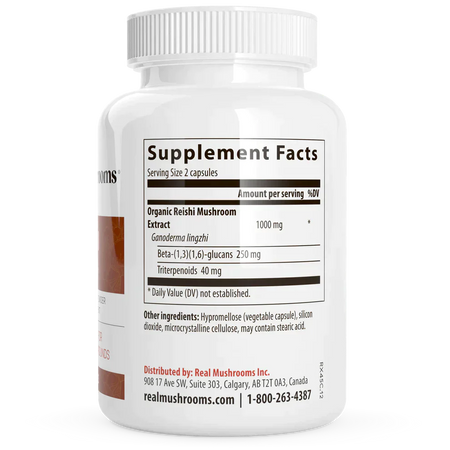 Reishi Mushroom Organic  Capsules Real Mushrooms - Premium Vitamins & Supplements from Real Mushrooms - Just $34.95! Shop now at Nutrigeek