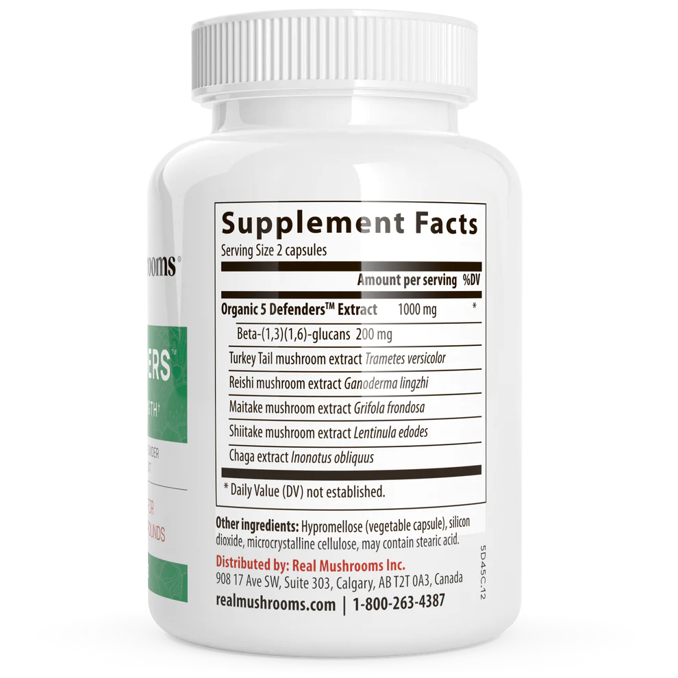 5 Defenders capsules Real Mushrooms - Premium Vitamins & Supplements from Real Mushrooms - Just $37.00! Shop now at Nutrigeek
