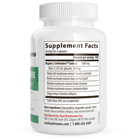 5 Defenders capsules Real Mushrooms - Premium Vitamins & Supplements from Real Mushrooms - Just $37.00! Shop now at Nutrigeek