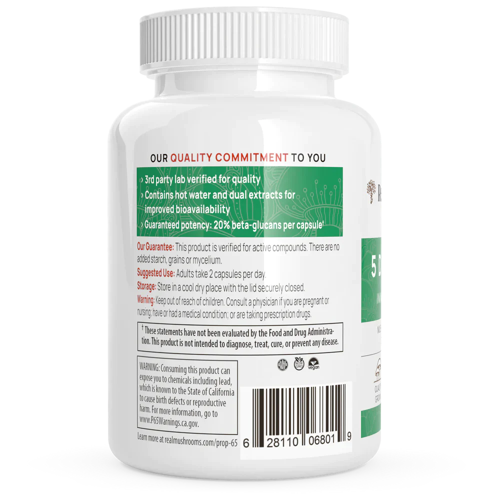 5 Defenders capsules Real Mushrooms - Premium Vitamins & Supplements from Real Mushrooms - Just $37.00! Shop now at Nutrigeek