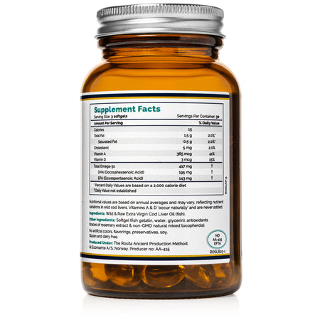 Extra Virgin Cod Liver Oil 90 Softgels Rosita - Premium  from Rosita - Just $64.99! Shop now at Nutrigeek