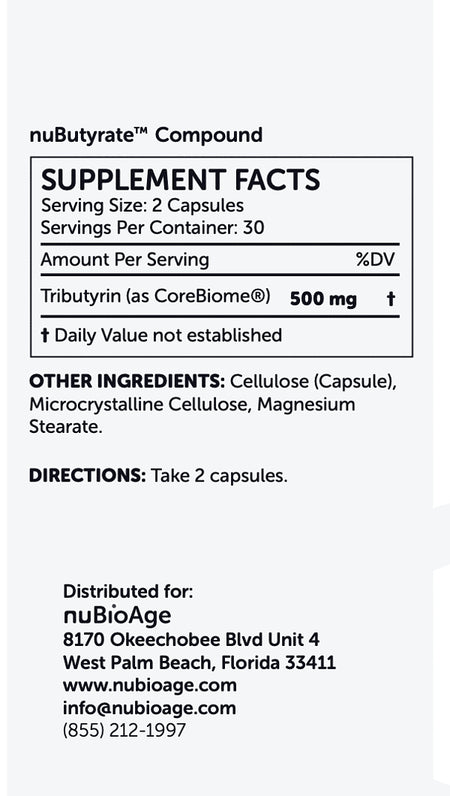 nuButyrate™ 60 capsules nuBioAge - Nutrigeek