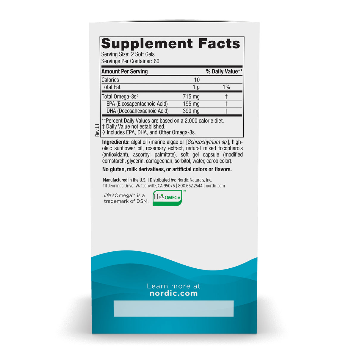 Algae Omega 120 Softgels Nordic Naturals - Nutrigeek