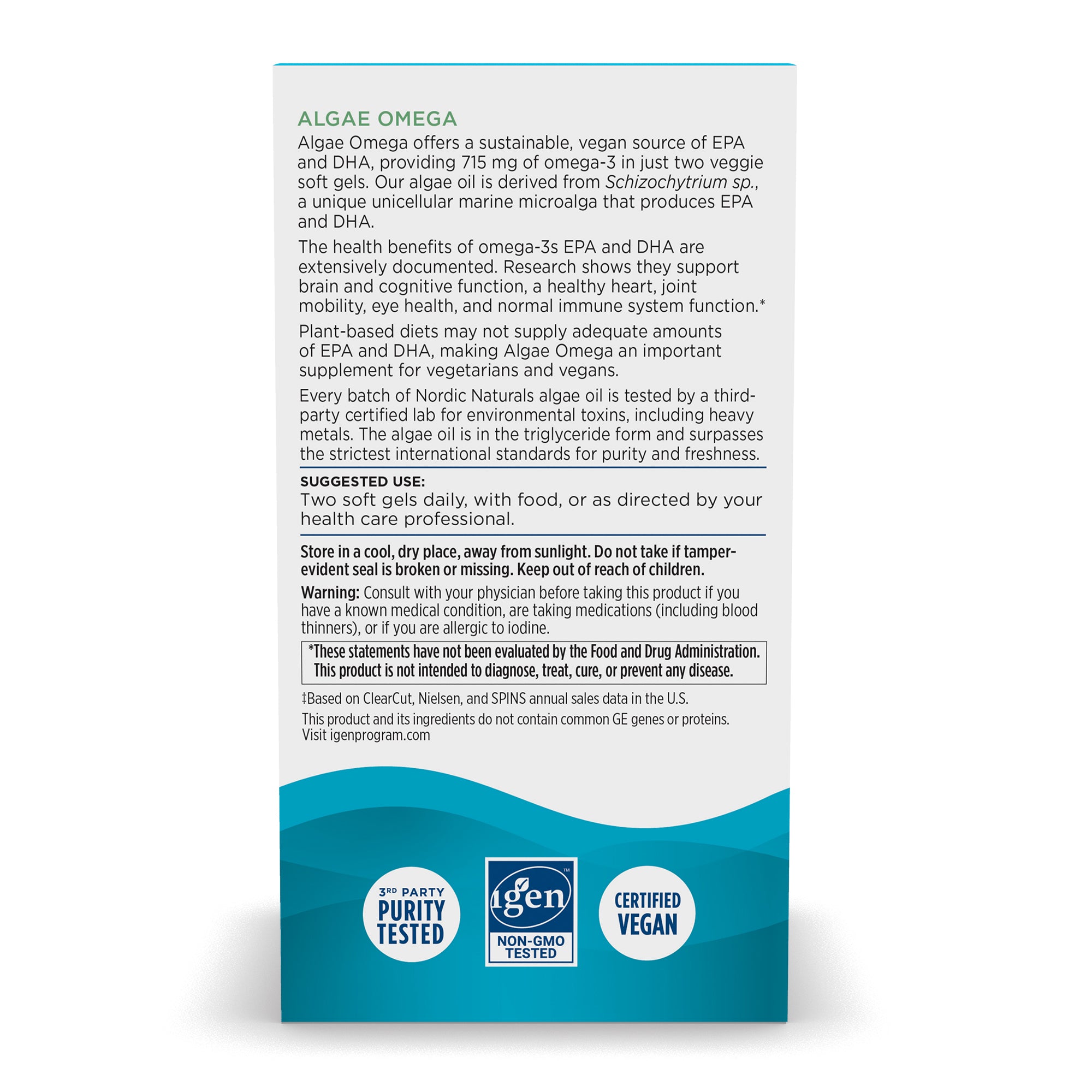 Algae Omega 120 Softgels Nordic Naturals - Nutrigeek