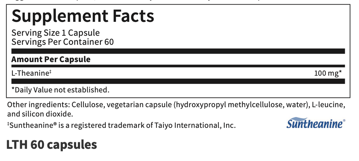 L-Theanine 60 capsules Klaire Labs - Premium Vitamins & Supplements from Klair Labs - Just $29.99! Shop now at Nutrigeek
