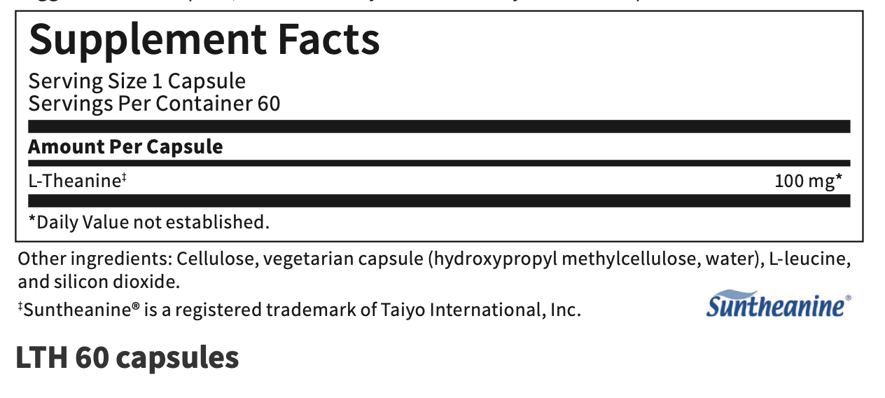 L-Theanine 60 capsules Klaire Labs - Premium Vitamins & Supplements from Klair Labs - Just $29.99! Shop now at Nutrigeek