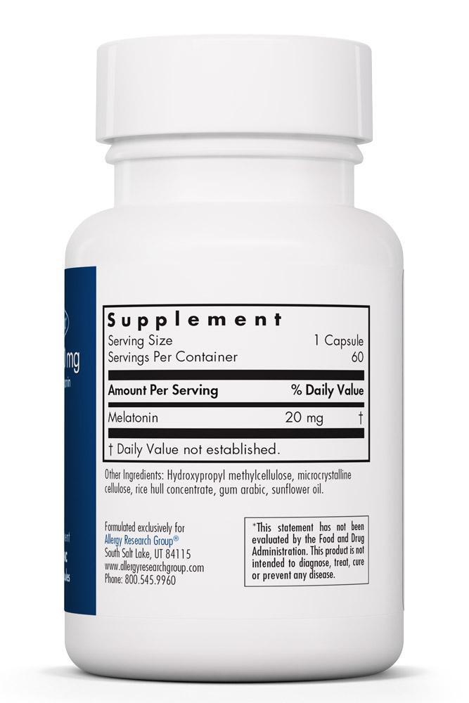 Melatonin 20 мg 60 capsules  Allergy Research Group - Premium  from Allergy Research Group - Just $42.99! Shop now at Nutrigeek