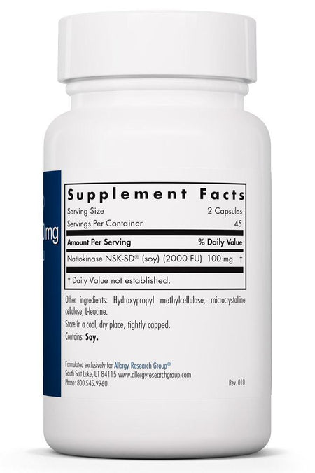 Nattokinase 50 mg NSK-SD 90 vegcaps Allergy Research Group - Premium  from Allergy Research Group - Just $62.99! Shop now at Nutrigeek