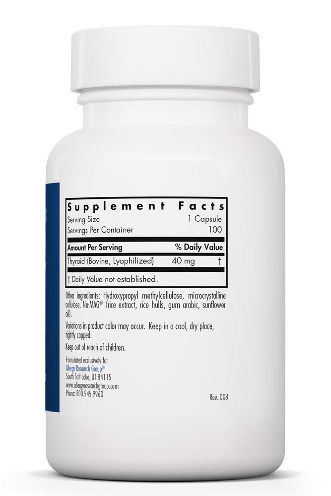 Thyroid Natural Glandular 40 mg 100 Vegicaps Allergy Research Group - Premium  from Allergy Research Group - Just $34.99! Shop now at Nutrigeek