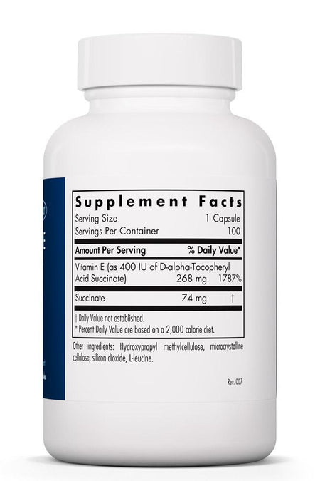 Vitamin E 100 capsules Allergy Research Group - Premium  from Allergy Research Group - Just $49.99! Shop now at Nutrigeek