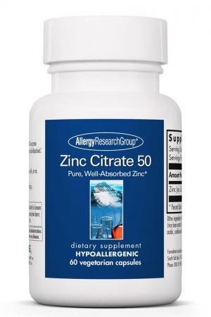 Zinc Citrate 50 Mg 60 Vegetarian Caps Allergy Research Group - Premium  from Allergy Research Group - Just $11.99! Shop now at Nutrigeek