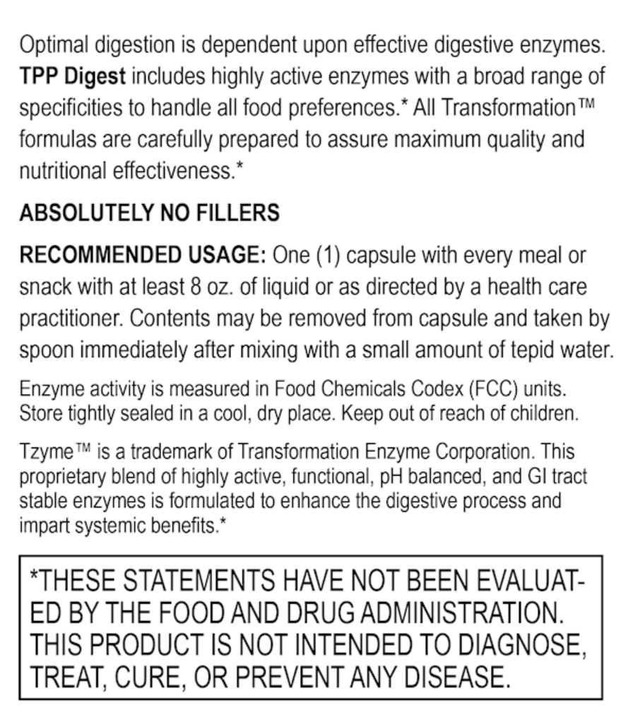 Digest TransFormation Enzyme - Premium Vitamins & Supplements from TransFormation - Just $43.99! Shop now at Nutrigeek