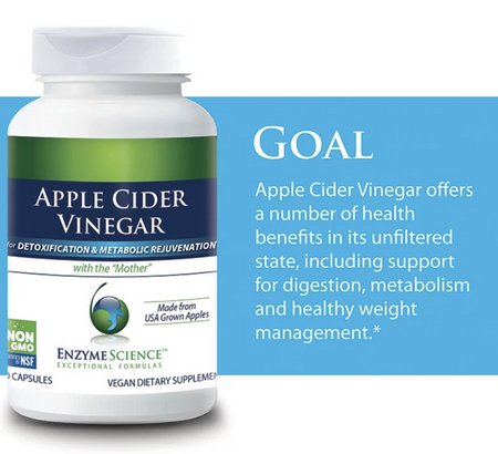 Apple Cider Vinegar 60 capsules Enzyme Science - Premium Vitamins & Supplements from Enzyme Science - Just $29.99! Shop now at Nutrigeek