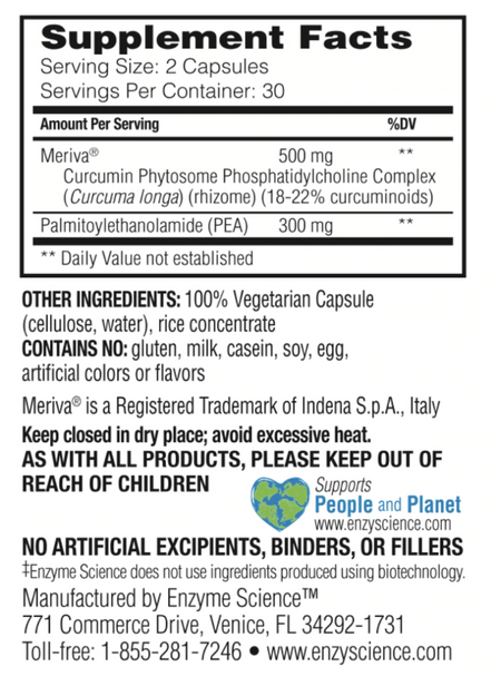 PEA + Meriva Curcumin capsules Enzyme Science - Premium Vitamins & Supplements from Enzyme Science - Just $48.99! Shop now at Nutrigeek