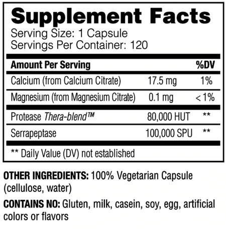 Serrapeptase Pro 120 capsules Enzyme Science - Premium Vitamins & Supplements from Enzyme Science - Just $57.50! Shop now at Nutrigeek