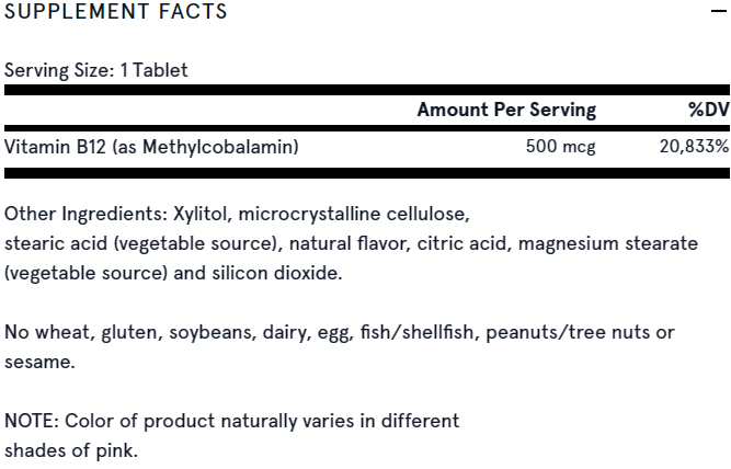 Methyl B-12 500mcg Cherry 100 Chewable Tablets Jarrow Formulas - Premium Vitamins & Supplements from Jarrow Formulas - Just $11.49! Shop now at Nutrigeek