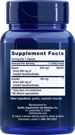 No Flush Niacin 640 mg 100 capsules Life Extension - Nutrigeek