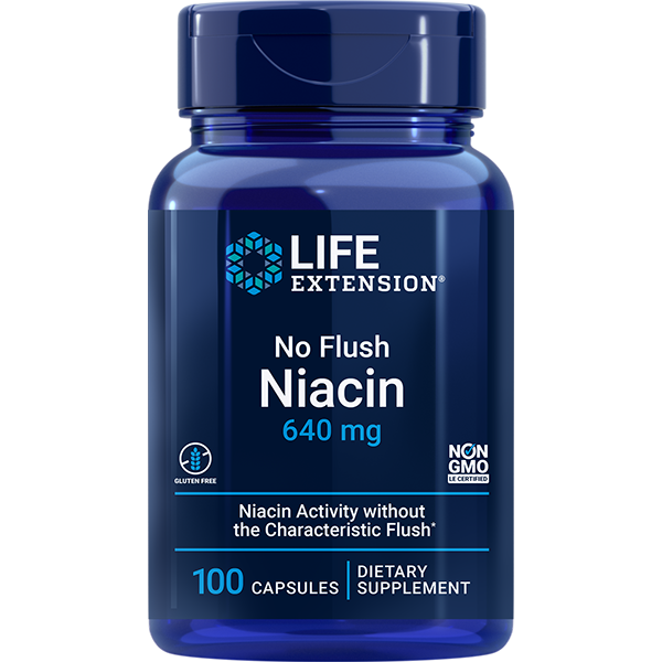 No Flush Niacin 640 mg 100 capsules Life Extension - Nutrigeek