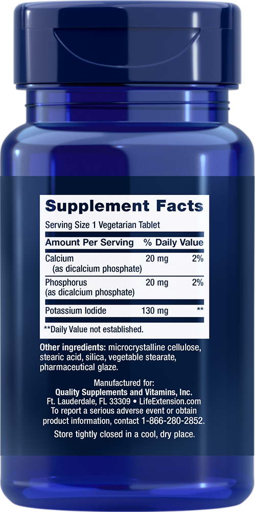 Potassium Iodide 130 mg 14 tablets Life Extension - Nutrigeek