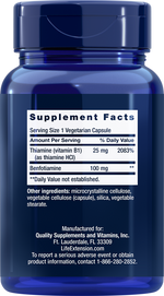 Benfotiamine 100 mg with Thiamine 120 capsules Life Extension - Nutrigeek