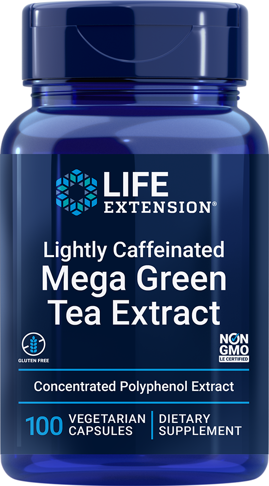 Lightly Caffeinated Mega Green Tea Extract 100 capsules Life Extension - Nutrigeek