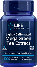 Lightly Caffeinated Mega Green Tea Extract 100 capsules Life Extension - Nutrigeek