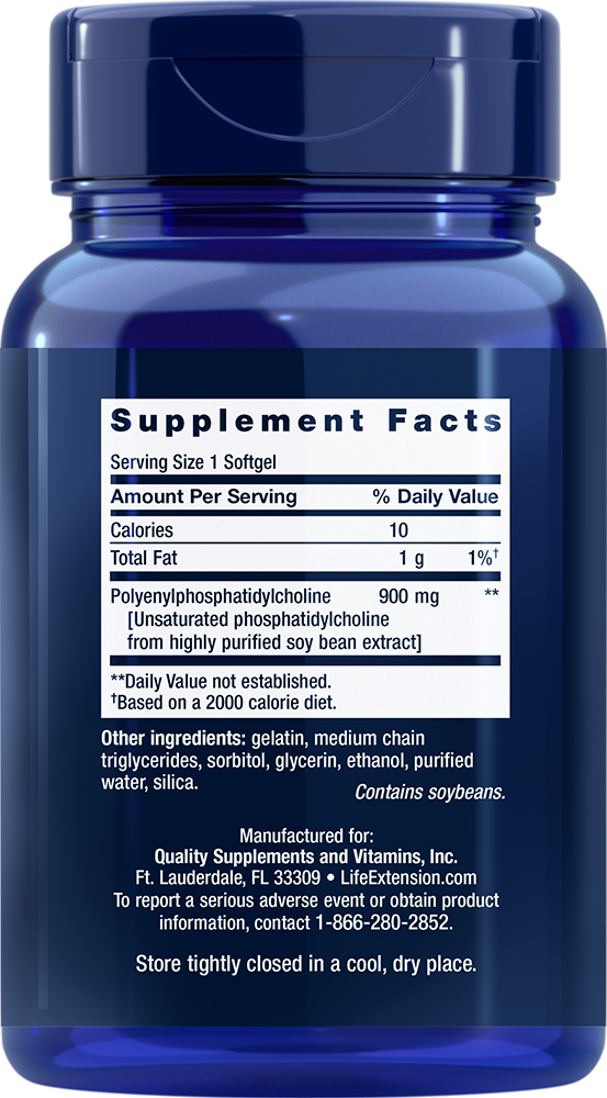 HepatoPro Polyunsaturated Phosphatidylcholine 900 mg 60 softgels Life Extension - Nutrigeek
