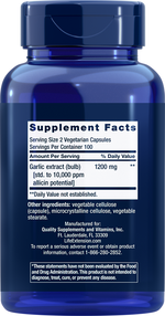 Optimized Garlic 200 capsules Life Extension - Nutrigeek