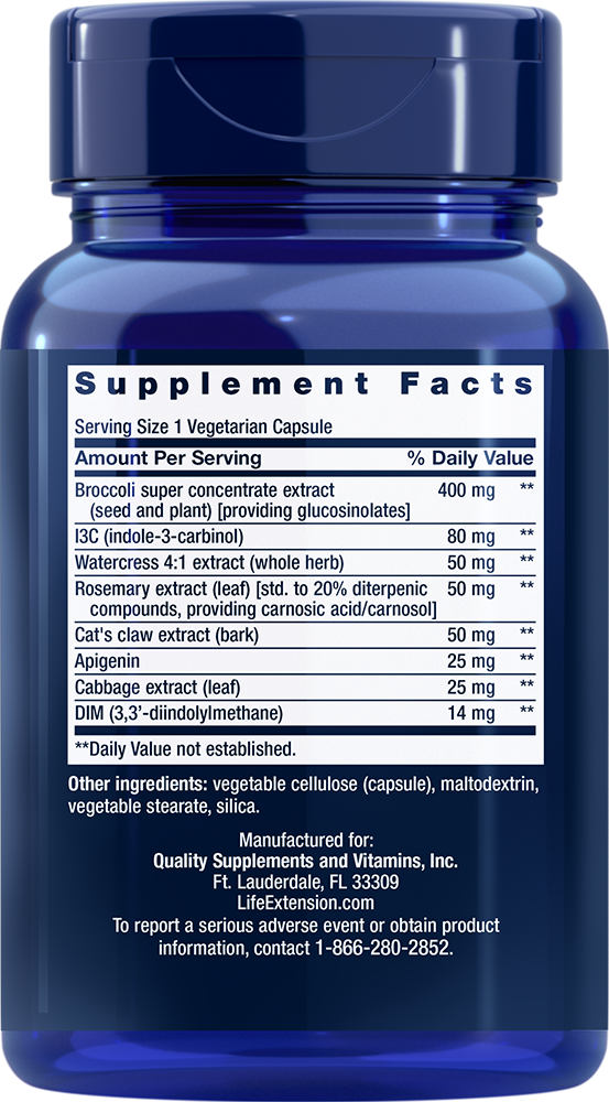 Triple Action Cruciferous Vegetable Extract 60 capsules Life Extension - Nutrigeek
