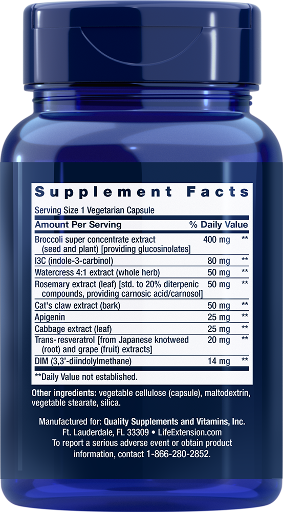 Triple Action Cruciferous Vegetable Extract and Resveratrol 60 capsules Life Extension - Nutrigeek