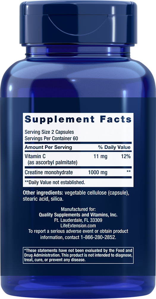 Creatine Capsules 120 capsules Life Extension - Nutrigeek