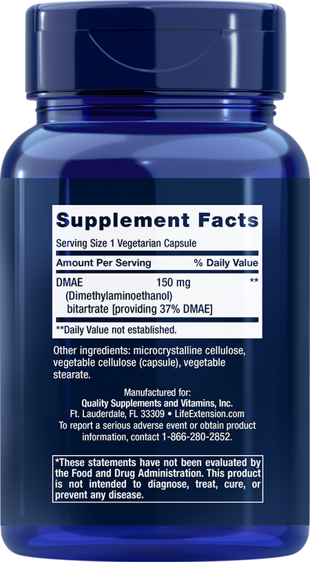 DMAE Bitartrate 150 mg 200 capsules Life Extension - Nutrigeek