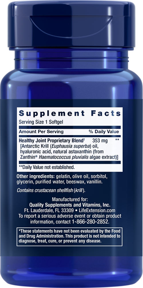 Krill Healthy Joint Formula 30 softgels Life Extension - Nutrigeek
