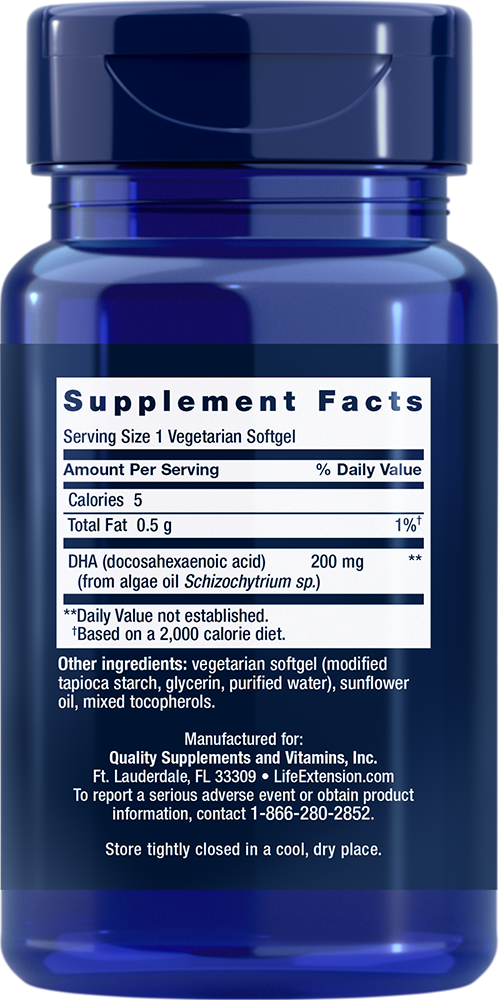 Vegetarian DHA 30 softgels Life Extension - Nutrigeek