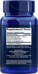 Ginkgo Biloba Certified Extract™ 120 mg 365 capsules Life Extension - Nutrigeek