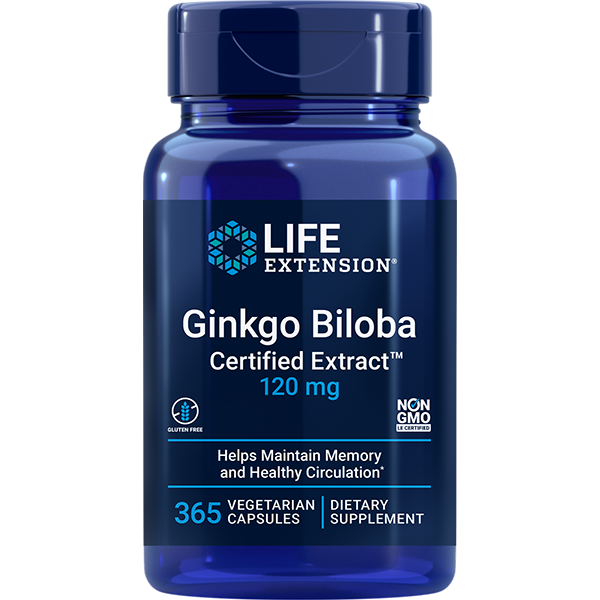 Ginkgo Biloba Certified Extract™ 120 mg 365 capsules Life Extension - Nutrigeek