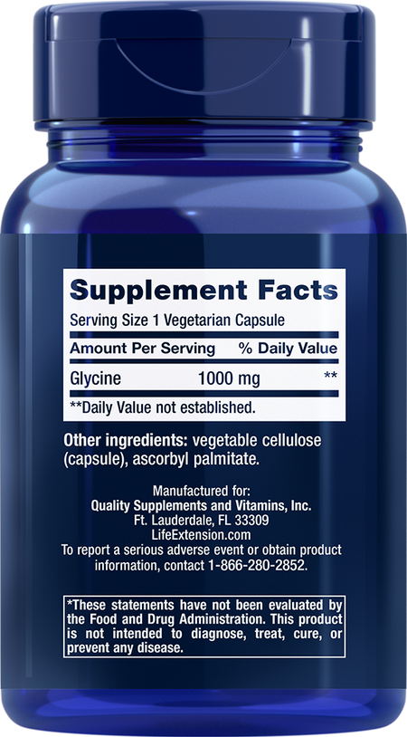 Glycine 1000 mg 100 capsules Life Extension - Nutrigeek