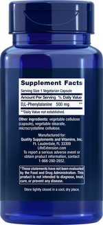 D, L-Phenylalanine 500 mg 100 capsules Life Extension - Nutrigeek