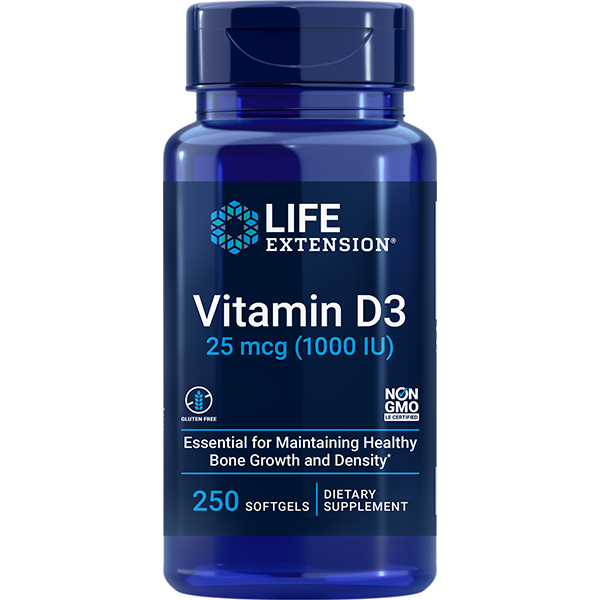 Vitamin D3 25 mcg (1000 IU) Softgels Life Extension - Nutrigeek