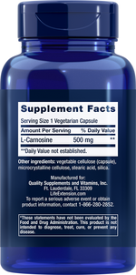 Carnosine 500 mg 60 capsules Life Extension - Nutrigeek