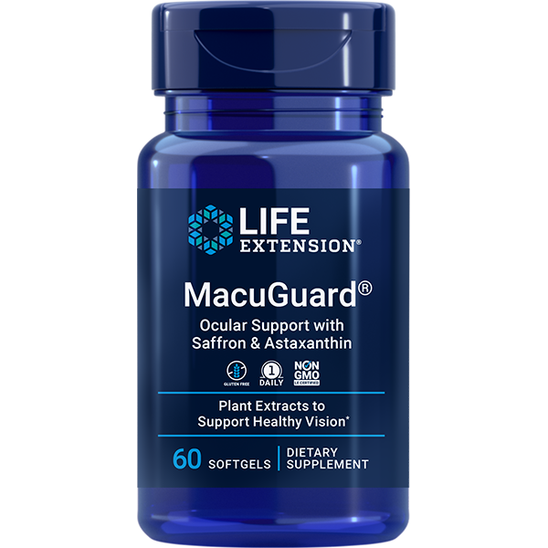 MacuGuard® Ocular Support with Saffron & Astaxanthin 60 softgels Life Extension - Nutrigeek