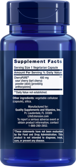 Tart Cherry with CherryPURE® 60 capsules Life Extension - Nutrigeek