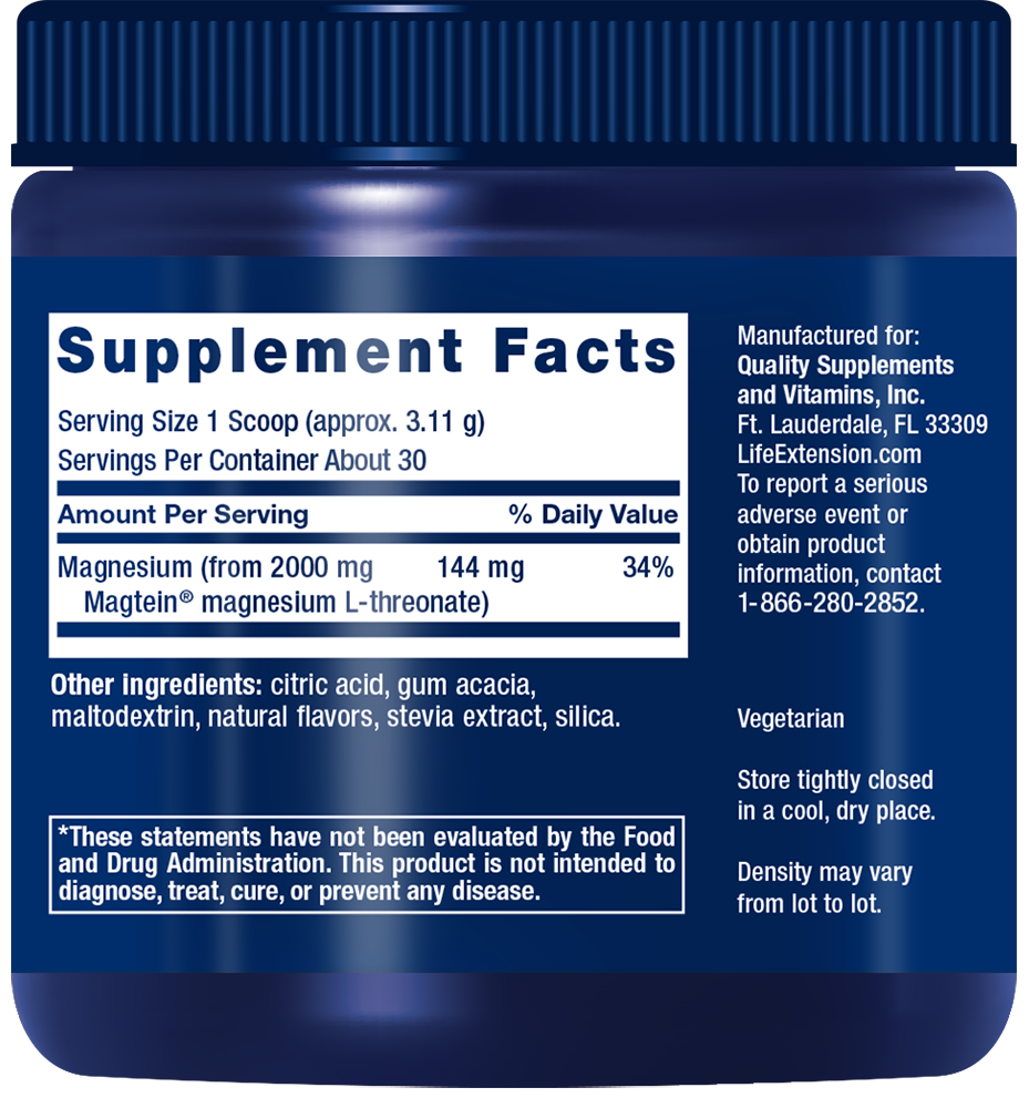 Neuro-Mag® Magnesium L-Threonate (Tropical Punch) 93.35 grams Life Extension - Nutrigeek