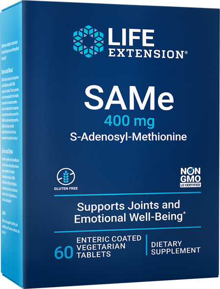 SAMe (S-Adenosyl-Methionine) 400 mg enteric-coated tablets Life Extension - Nutrigeek