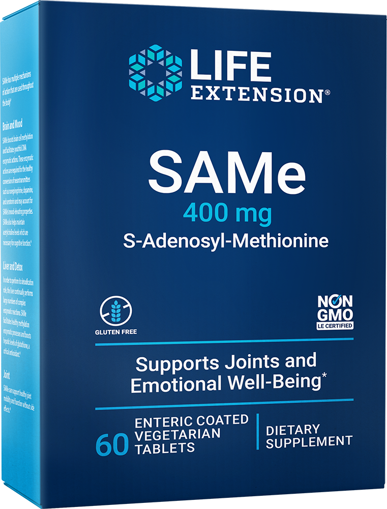 SAMe (S-Adenosyl-Methionine) 400 mg enteric-coated tablets Life Extension - Nutrigeek