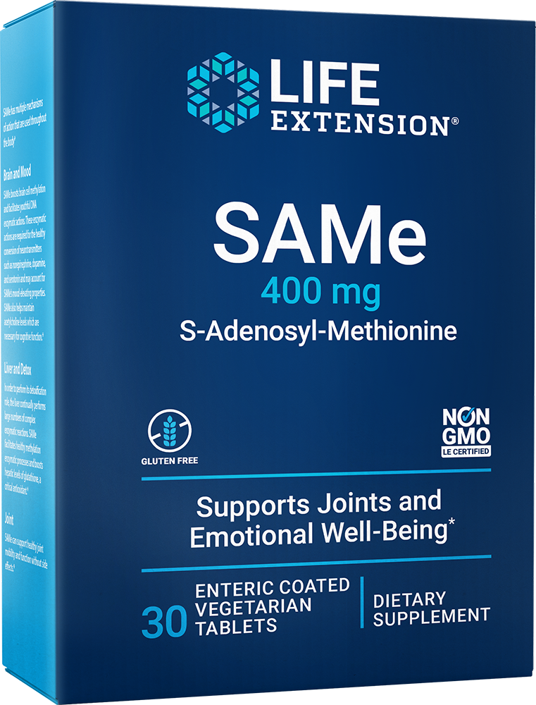 SAMe (S-Adenosyl-Methionine) 400 mg enteric-coated tablets Life Extension - Nutrigeek