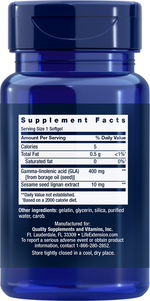 Mega GLA Sesame Lignans 30 softgels Life Extension - Nutrigeek